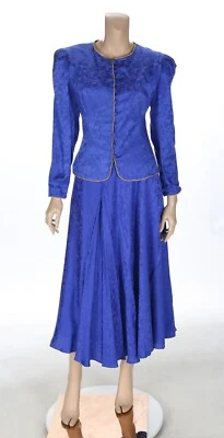 Vestido Formal Maggy London Vintage Años 80 Azul Seda 2 Piezas Baile de graduación Fiesta Talla 12 Foto 1 de 4