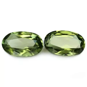 Zertifizierter natürlicher grüner Saphir 0,67ct VVS Clarity Rose Cut Oval passendes Paar - Bild 1 von 2