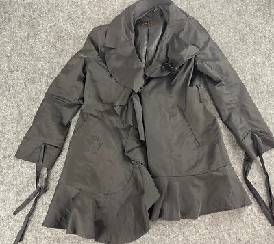 Chaqueta cortavientos de viaje Cole Haan para mujer grande negra con cremallera completa larga informal N66 Foto 1 de 4