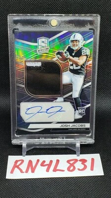Josh Jacobs AUTO 2019 Spectra Rookie Card with 2color Patch  39/99 Vegas Raiders - Image 1 of 3
