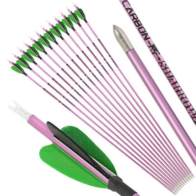 31'' Archery Pure Carbon Arrow Spine 400-1000 2'' Heart Natural Feather Shooting - Image 1 of 4