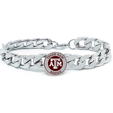 Texas A&M Aggies Mens Link Chain Bracelet University State College Gift D4 Cover