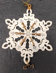 Lenox 2004 China Snowflake Jeweled Crystal Ornament Annual Gold Accents No Box - Picture 1 of 7