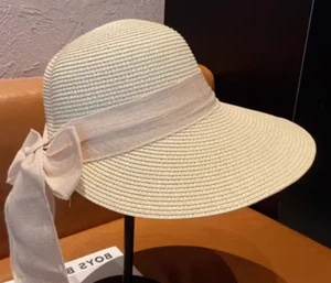 Women Ladies Straw hat Bow Deco Sun Protection - Picture 1 of 4