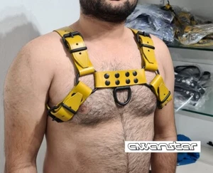 awanstar imbracatura superiore in pelle uomo bulldog harnais n cuir leather harness - Foto 1 di 20