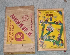 POOSH-M-UP Jr. TABLE TOP PINBALL GAME BASEBALL 4 IN 1 OSS 11" x 17" MIB National - Picture 1 of 3
