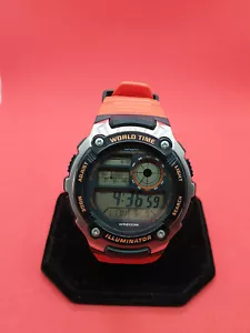 orologio sportivo da uomo casio digital wr200 world time Ae2100 w, cinturino arancione #bm. - Foto 1 di 8