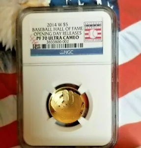 2014-w ngc baseball $5.00 gold opening day pf 70 ultra cameo - Picture 1 of 2