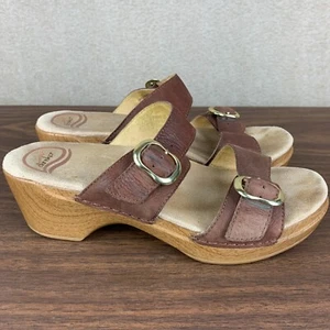 Sandalia Dansko Sophie de cuero marrón con hebilla de doble correa bloque talla EU 39 EE. UU. 8,5 - Imagen 1 de 9