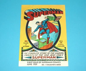 SUPERMAN SUPERCARD POSTCARD 'FIRST ISSUE ACTION COMICS' 1966 DEXTER PRESS - Bild 1 von 2