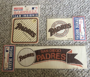 Two Vintage San Diego Padres Static Decals & One Window Team Insignia - Bild 1 von 4