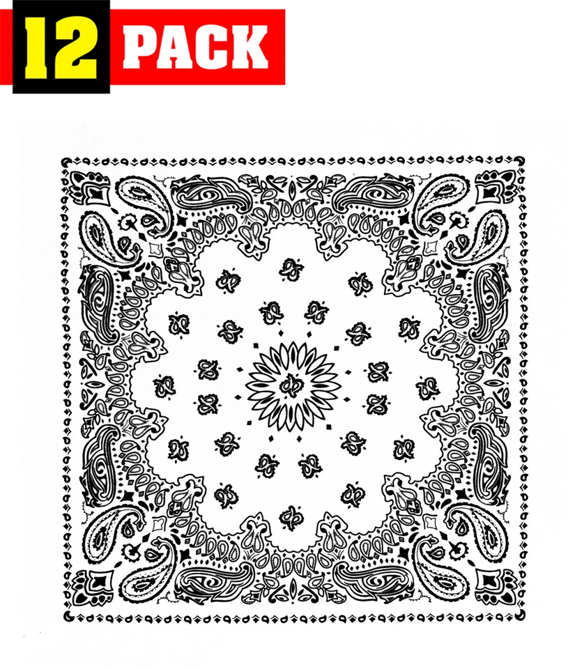 12 Pack Trainmen Paisley Bandanas Cotton Head Cover Biker Do Rag Bandanna 22" - Image 1 of 1