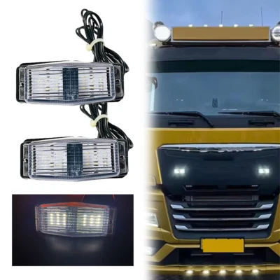 Double Burner Style White Pole Marker Lamp Lights X2 Retro Truck Lorry Trailer - Image 1 of 4