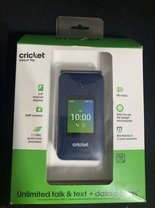 Cricket Debut FLIP 4G LTE Navy Blue - Cricket Wireless Prepaid Phone - Brand New - Zdjęcie 1 z 4