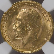 1924-M King George V Gold Sovereign (Melbourne) NGC - MS 63