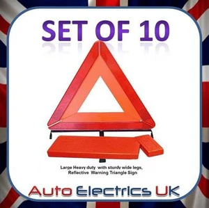 10 X LARGE HEAVY DUTY Warning Triangle Breakdown Safety Hazard WIDE STURDY LEGS  - Picture 1 of 1