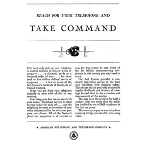 1931 American Telephone: Take Command Vintage Print Ad - Picture 1 of 1