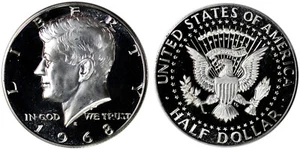 1968 S Proof Cameo Kennedy Half Dollar 40% Silver Uncirculated - Picture 1 of 4