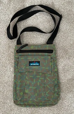 Kavu Crossbody Green Floral Print Bag With Black Strap - Image 1 of 4