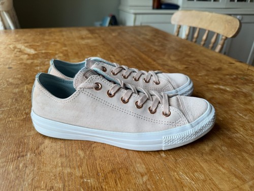 DONNA CONVERSE ROSA CHIARO SCARPE DA GINNASTICA UK 7 COMODE SCARPE BASSE STRINGATE PELLE