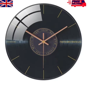 "Vinyl Record Wall Clock | Music-Themed Tempered Glass Silent Clock for Living R - Picture 1 of 7