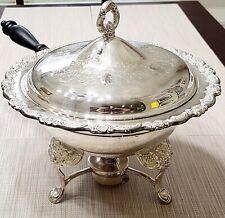 Vintage Oneida Seacrest Silverplate Chafing Dish with Lid, Liner, Stand, Burner