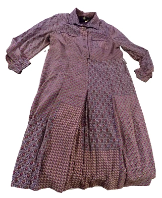 Vestido Camisa De Colección Patchwork Berenjena Púrpura YOU BEE TOKYO Botón Geométrico Delantero L Foto 1 de 4