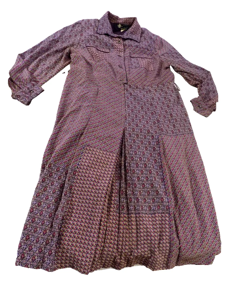 Vestido Camisa De Colección Patchwork Berenjena Púrpura YOU BEE TOKYO Botón Geométrico Delantero L Foto 1 de 4