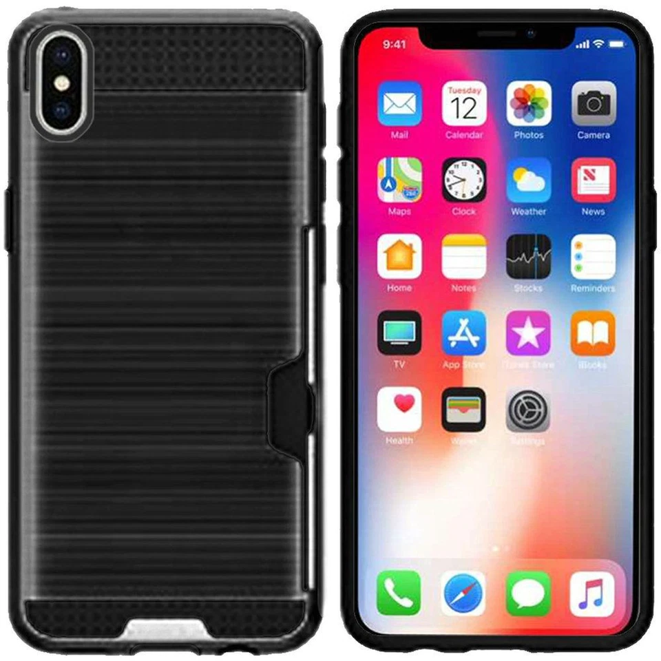 GSA Brushed Hybrid Case w/Card Holder For iPhone XS Max (6.5") - Black - Image 1 of 1