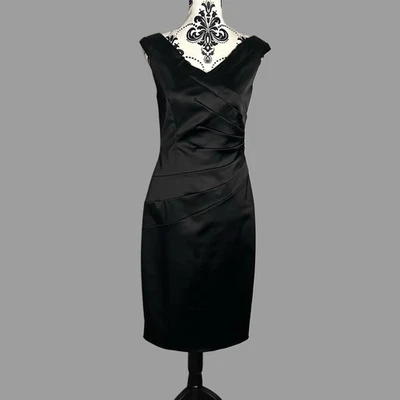 Coast Black Satin Straight Dress Size Uk 12 Occasional Wedding Evening - Image 1 of 4