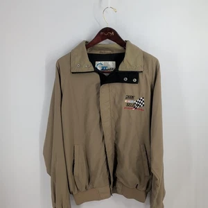 Vintage Gtt Sports Exide Batteries NASCAR Select Full Zip Jacket Beige Size L - Picture 1 of 8