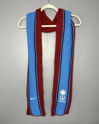 Cachecol masculino Team USA azul vermelho Torino 2006 Jogos Olímpicos de Inverno Nike malha bordada - Imagem 1 de 4