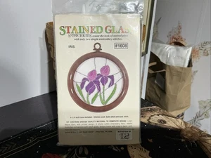 Studio 12 Stained Glass Stitchkms #1608 Embroidery Kit IRIS - Picture 1 of 2