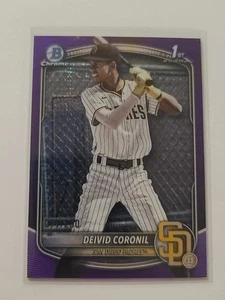 2025 Bowman Chrome Deivid Coronil #173 1st Bowman Purple Pulsar 77/250 Padres - Picture 1 of 2