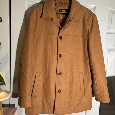 Black Rivet Wool Blend Men’s Camel Color Pea Coat Large. - Image 1 of 4