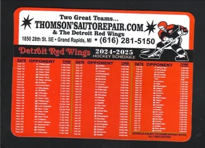 Detroit Red Wings 2024-25 Magnet Schedule Thomsons Auto Repair - Picture 1 of 1