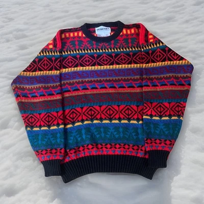 VTG Obermeyer XL Aztec Geometric Crew Neck Wool Blend Denali Sweater Coogi Style - Image 1 of 4