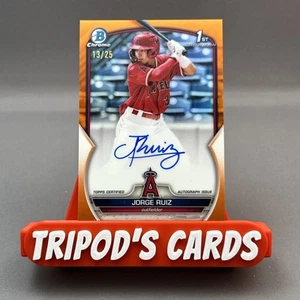 Bowman Chrome 1st Jorge Ruiz 2023 #CPA-JRZ refractor naranja automático #13/25 LA Angel - Imagen 1 de 2