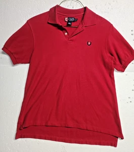 Camisa Polo Chaps Hombre Pequeña Roja Manga Corta Informal Cuello Largo Espalda Botones - Imagen 1 de 10