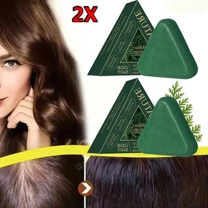 2PCS Natural Usman-Grass Shampoo Soap Prevent Hair Loss,Green Triangle Soap Bar - Picture 1 of 10