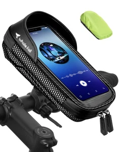 Bike Phone Mount Bag Waterproof, 360° Rotatable Handlebar Phone Holder with Q... - Picture 1 of 9