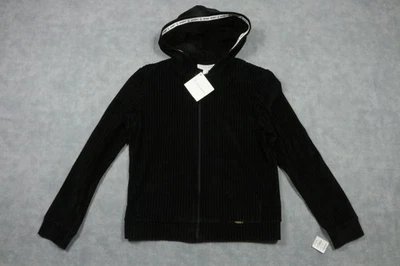 St John Sport Hoodie Womens Petite Black Velvet Zip Up Jacket Sweatshirt NWT - Image 1 of 4