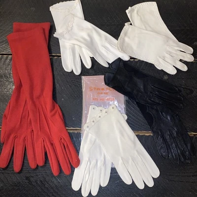 VTG Lot Of 5 Pairs Of  Gloves Dinner Evening Dress Black Leather, Aris, K.Cole - Image 1 of 4