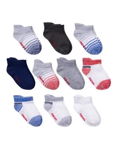 Hanes Infant Boys Low Cut Socks 10-Pack Heel Shield Gripper foot Lightweight - Picture 1 of 5