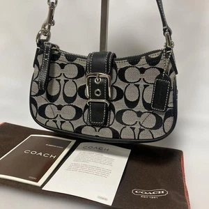 [US Tax In] COACH 6362 Soho Signature Mini Handbag Grey × Black Canvas Leather - Picture 1 of 17