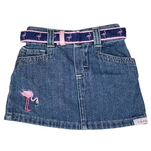 Falda Jean Riders Infantil Niñas 12M Denim Apliques Flamenco Cinturón Bolsillos Algodón - Imagen 1 de 13