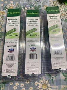 New 3 Packs WEEDEATER Brand 72 Ct .080" Pre Cut String Trimmer Line Replacements - Picture 1 of 2