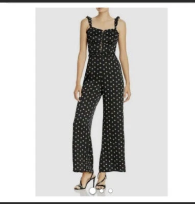 Aqua Women's Black Floral Ruffled Sleeveless Wide-Leg Jumpsuit Size S - Изображение 1 из 3