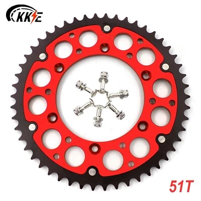 KKE 51T Red Rear Hybrid Sprocket Fit Suzuki RMZ250 RMZ450 DRZ400 400E/S/SM RM125 - Image 1 of 4