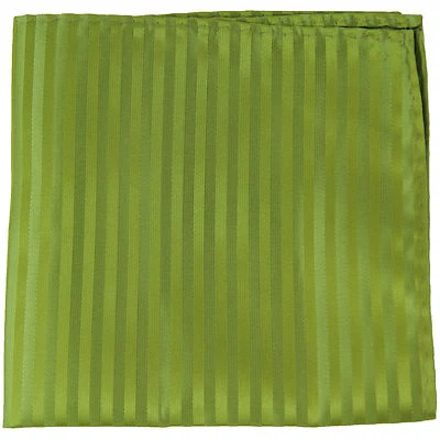 New men's polyester woven tone on tone stripe spinach green hankie pocket square - Image 1 of 2
